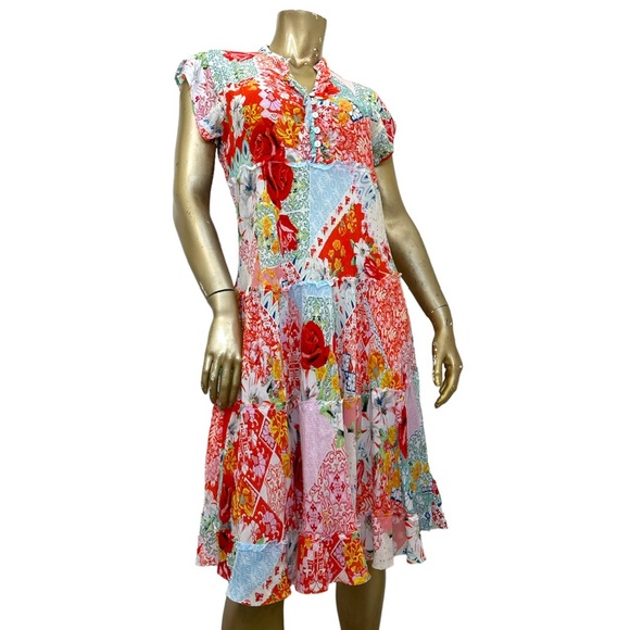 Karyn Seo 100% viscose colorful multi-floral pattern flowy midi dress, size S - Picture 4 of 7
